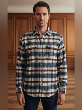 Lucky Brand Blue, Maroon, & Green Unisex Button Down Shirt